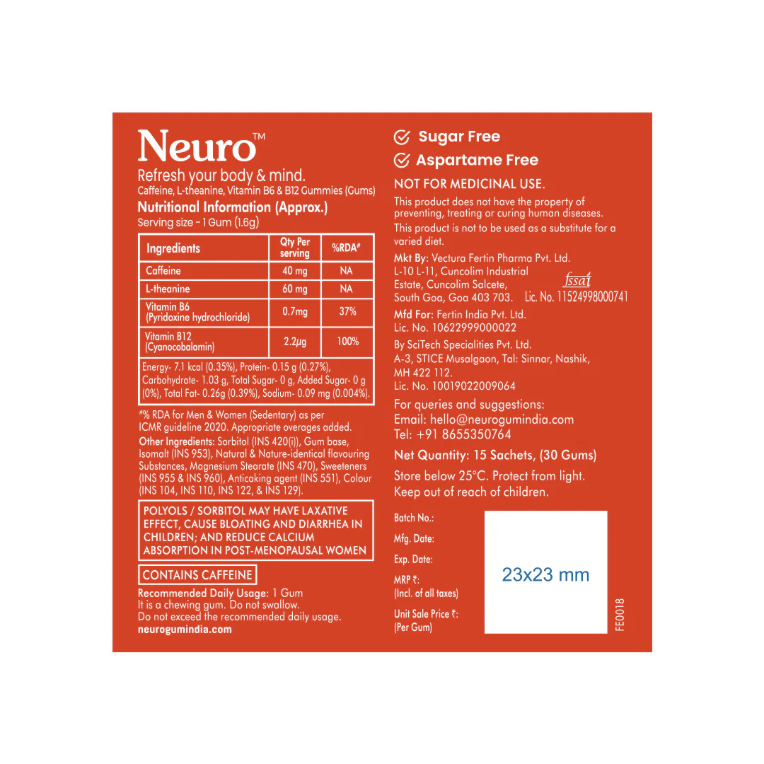 NeuroGum Energy Caffeine Gums - Cinnamon (30 Pieces: 15 X 2 gum sachets) - Image 11