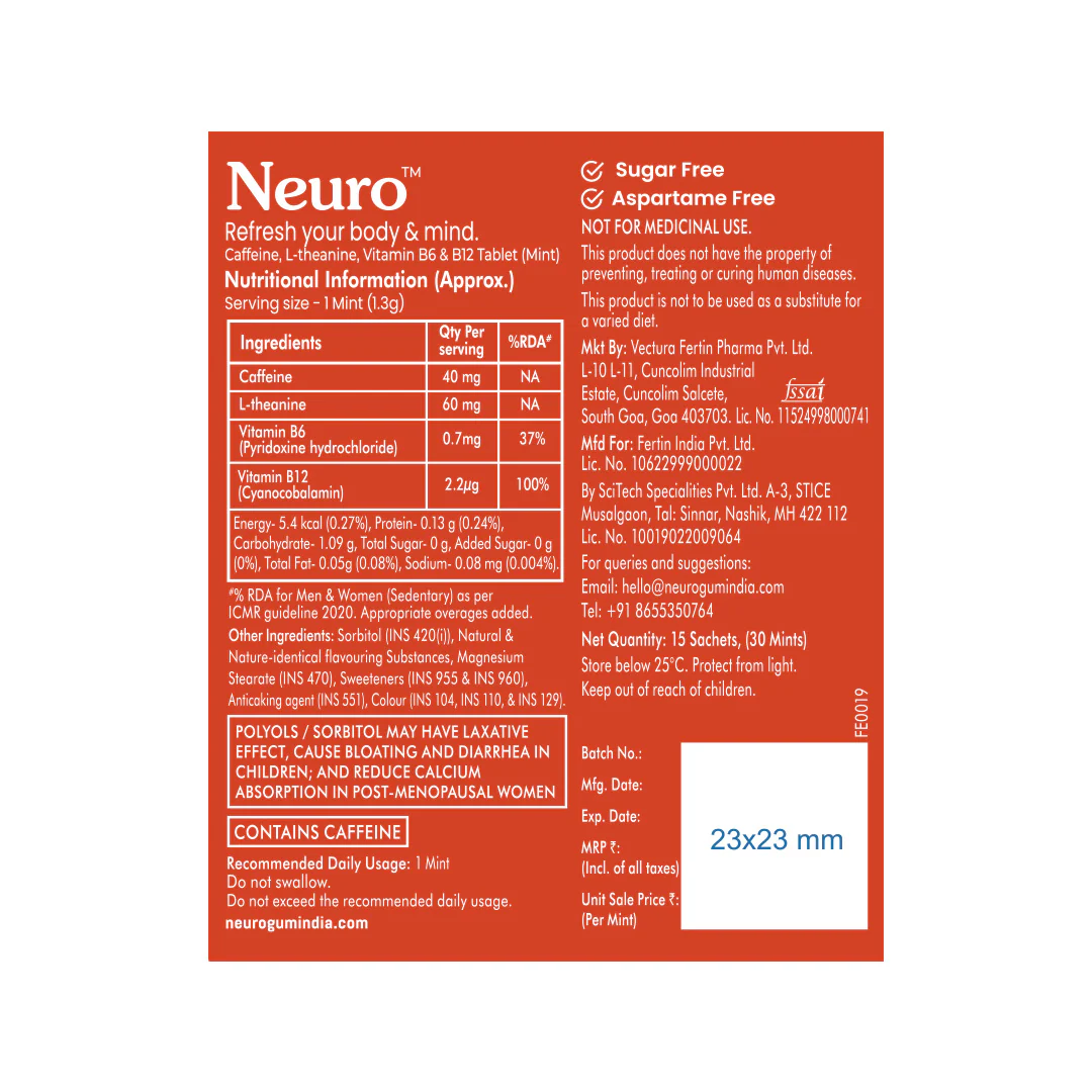 NeuroGum Energy Caffeine Mints - Cinnamon (30 Pieces: 15 X 2 mint sachets) - Image 11